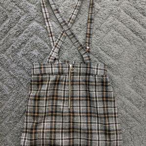 Grey and yellow plaid skirt